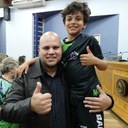 Presidente Rafael com seu atleta afilhado do projeto Badminton