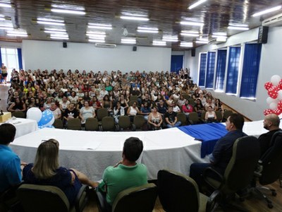 Professores lotaram plenário da Câmara Municipal na Semana Pedagógica 2019.