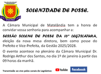 CONVITE SOLENIDADE POSSE DOS NOVOS VEREADORES E PREFEITO E VICE.