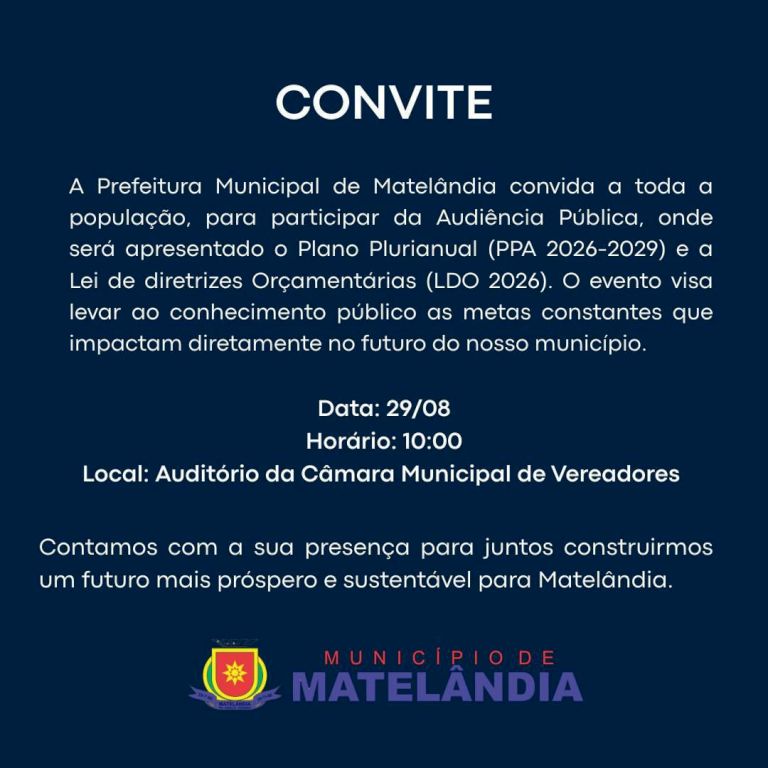 Prefeitura de Matelândia realiza Audiência Pública para apresentação do PPA, LDO e LOA aos vereadores.