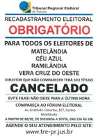 RECADASTRAMENTO DO TÍTULO DE ELEITOR JÁ PODE SER FEITO.